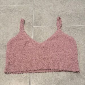 Women's Pink Textured Crop Top